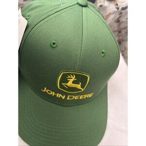 john deere ball cap NWT Adjustable Back Great Details Solid Green Embroidered